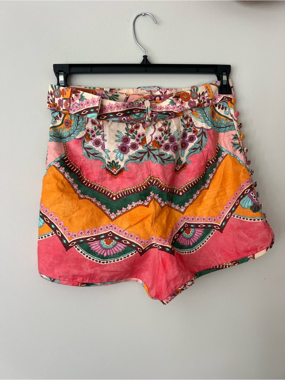 Zara Linen-blend high waisted multiprint belted shorts - S - Picture 5 of 7